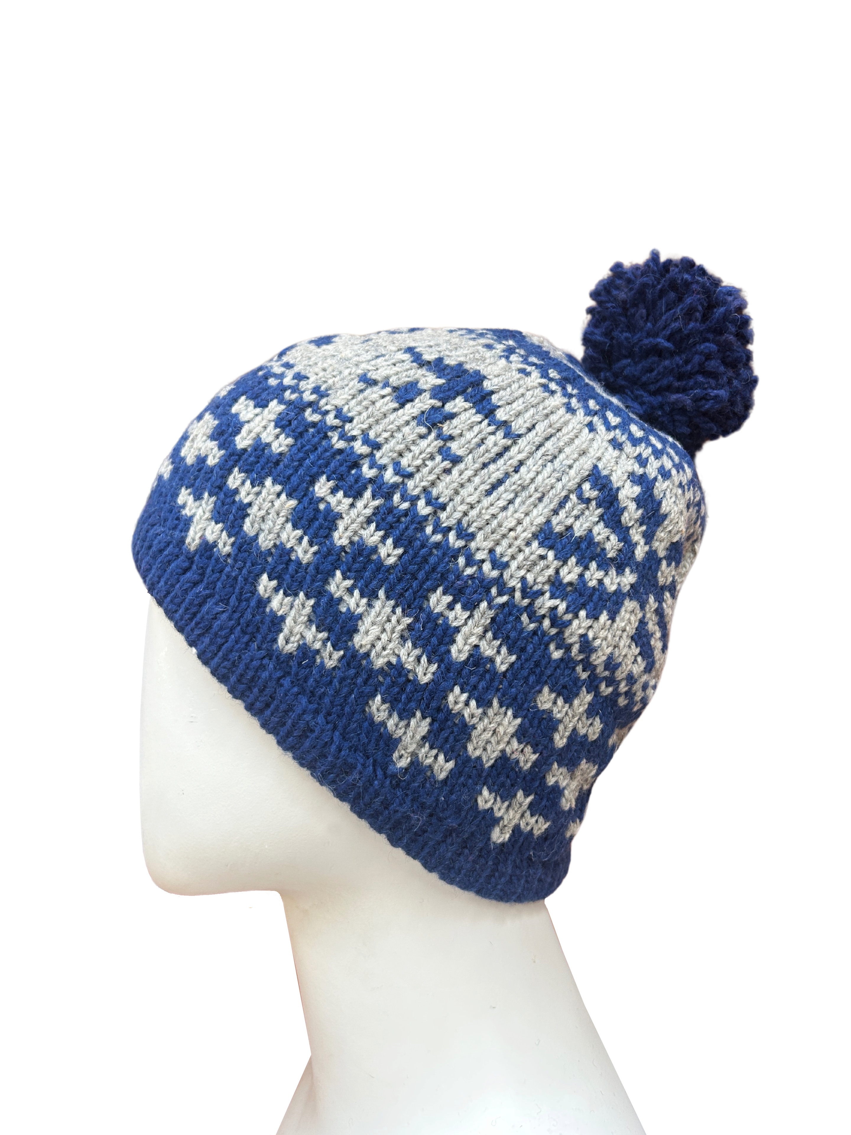 Snowflake Alpaca Beanie Navy Pom