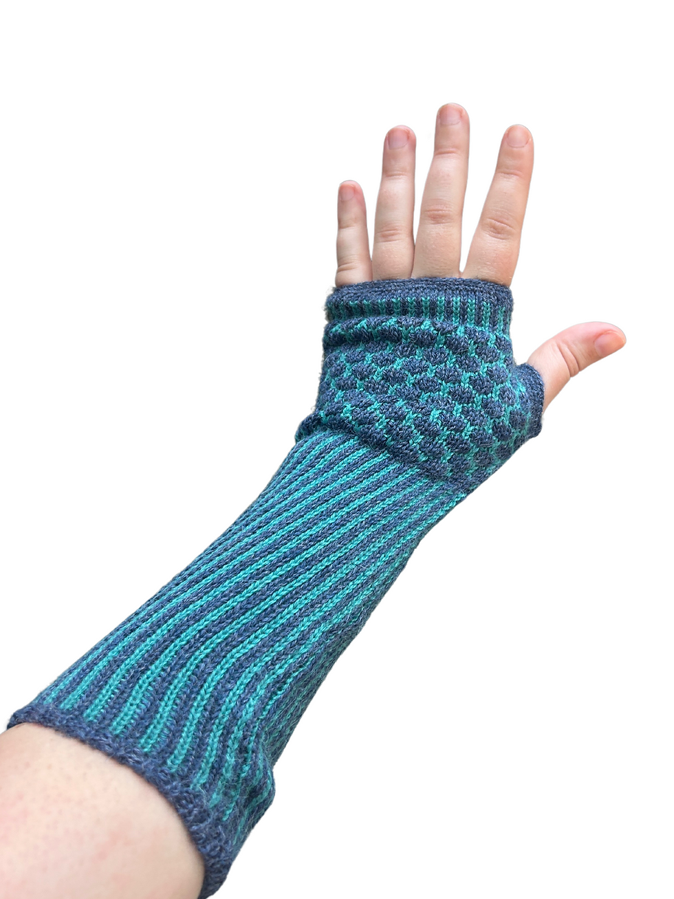 Thumbnail: 100% Baby Alpaca Wristlet Long Aqua Blue