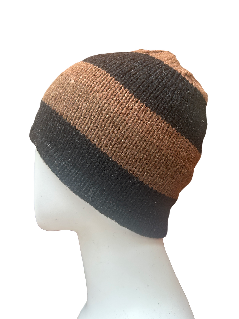 Thumbnail: Alpaca Striped Beanie Black Brown