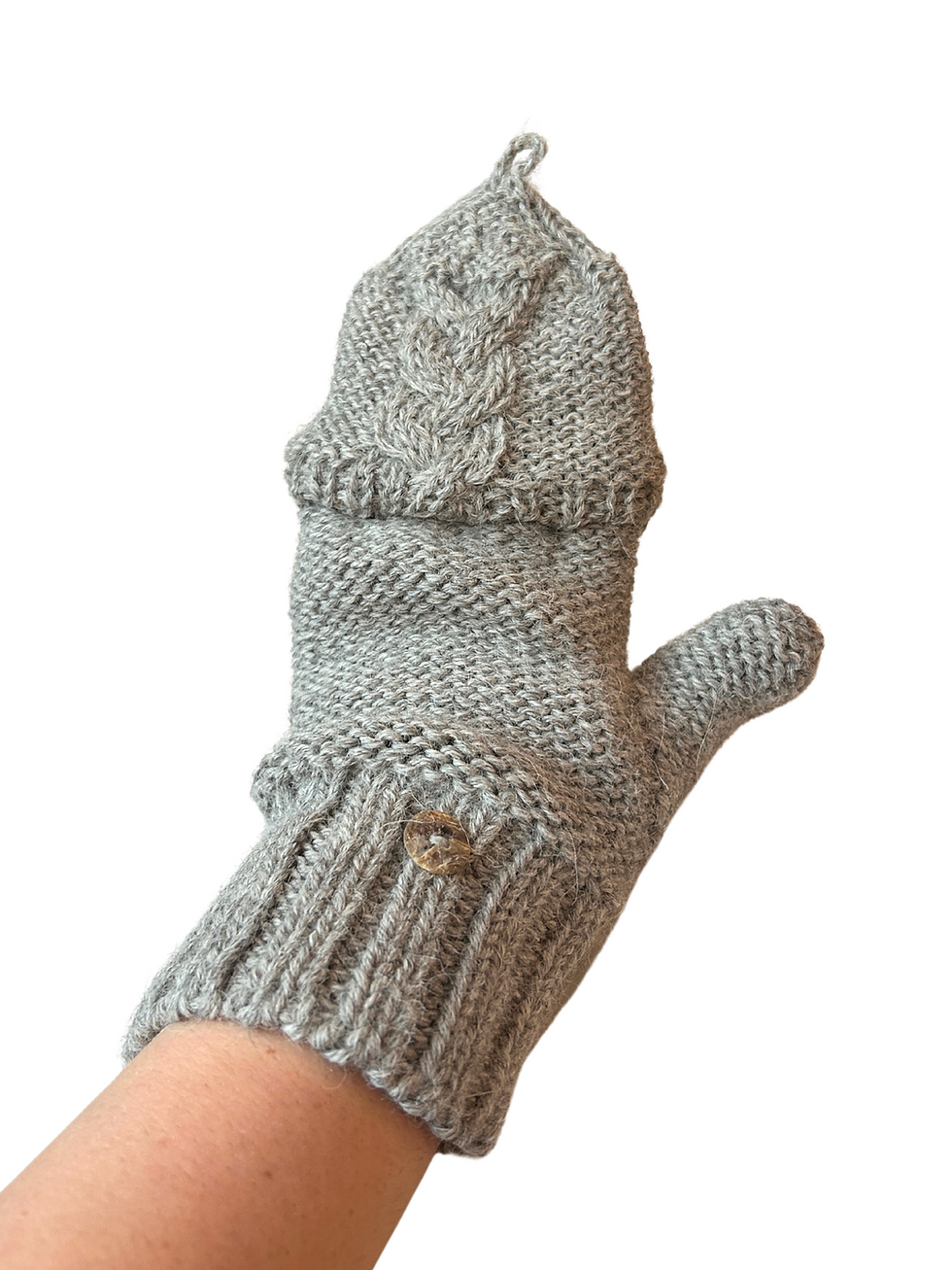 Thumbnail: Alpaca Ultra Thick Glittens Silver Grey Back