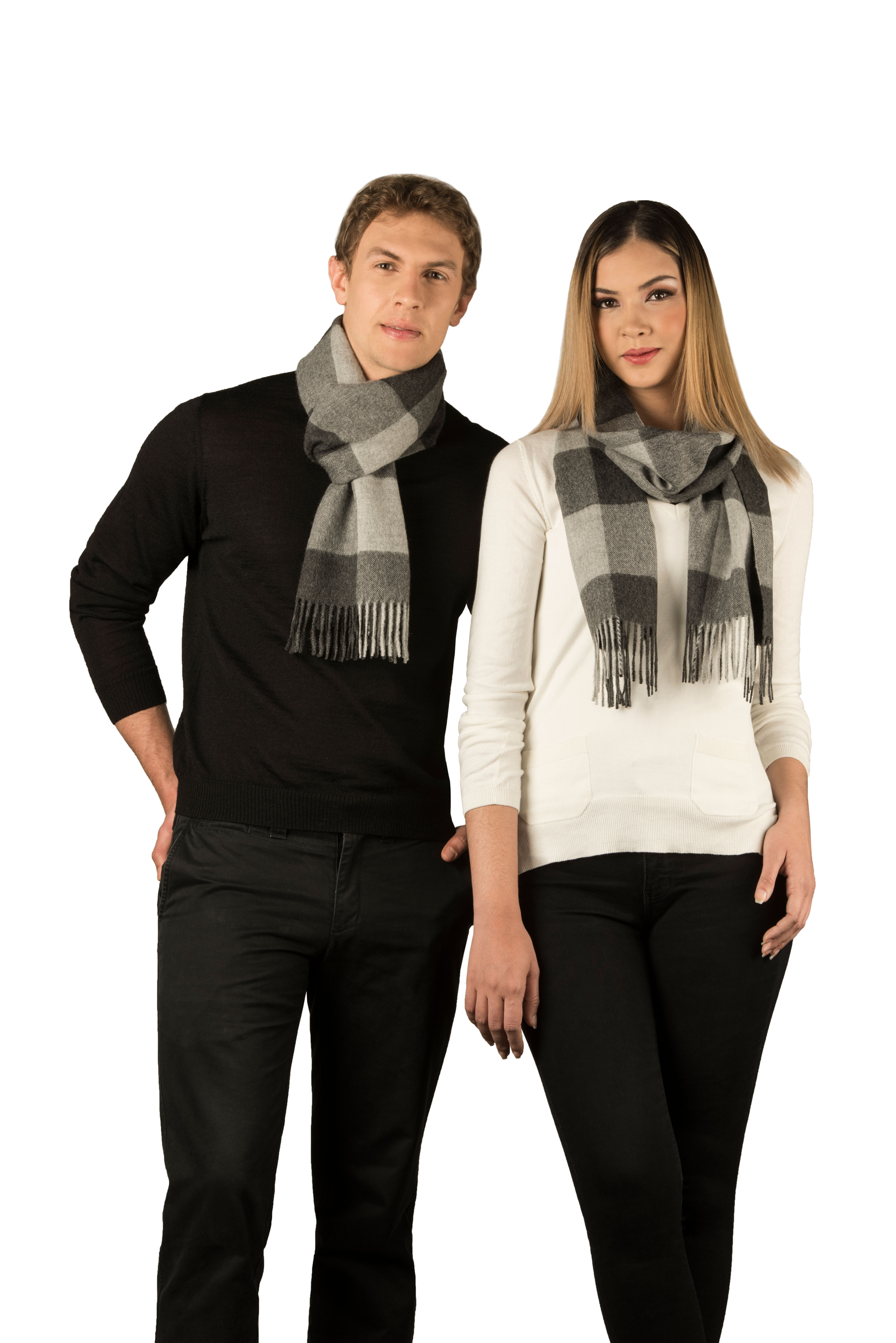 Alpaca Scarf Grey Plaid