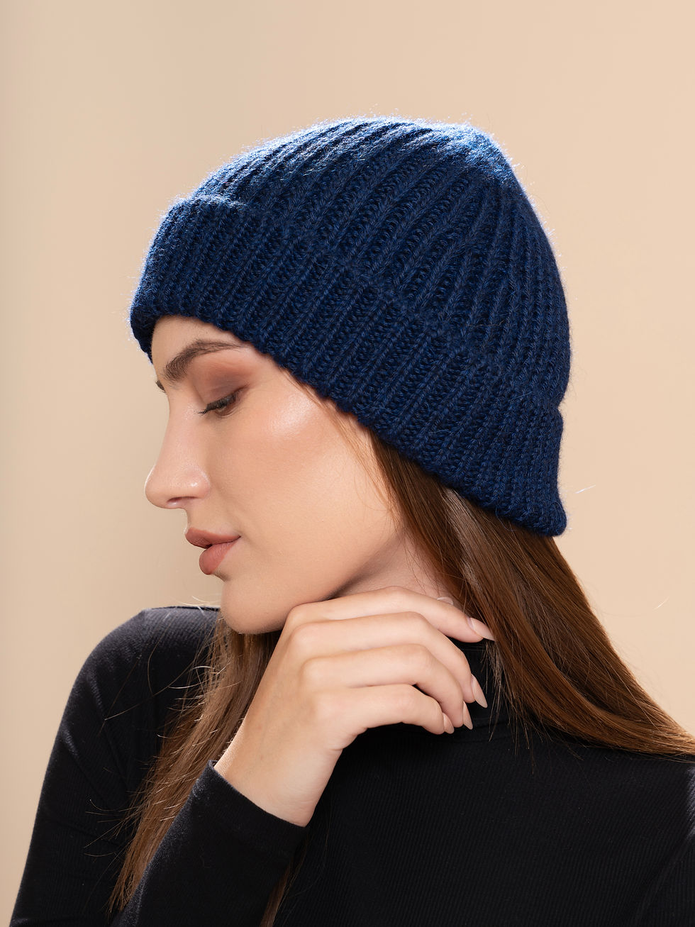 Thumbnail: Classic Alpaca Rib Hat Navy Women