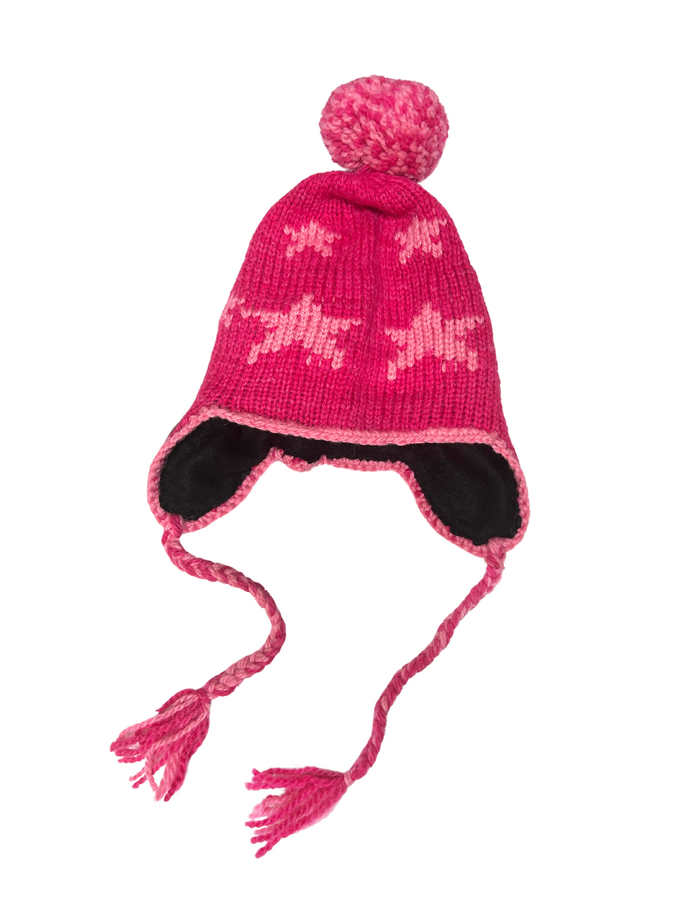 Thumbnail: Alpaca Star Flap Hat Dark Pink Light Pink Stars