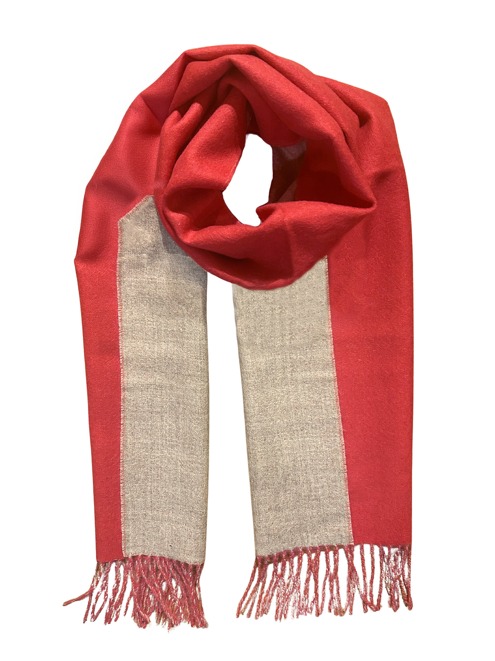 Thumbnail: Alpaca Reversible Scarf Coral Silver