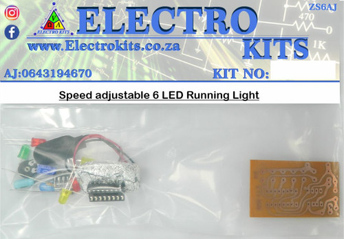 Speed Adjustable 6 LED Running Light - DIY Kit | Electro Kits