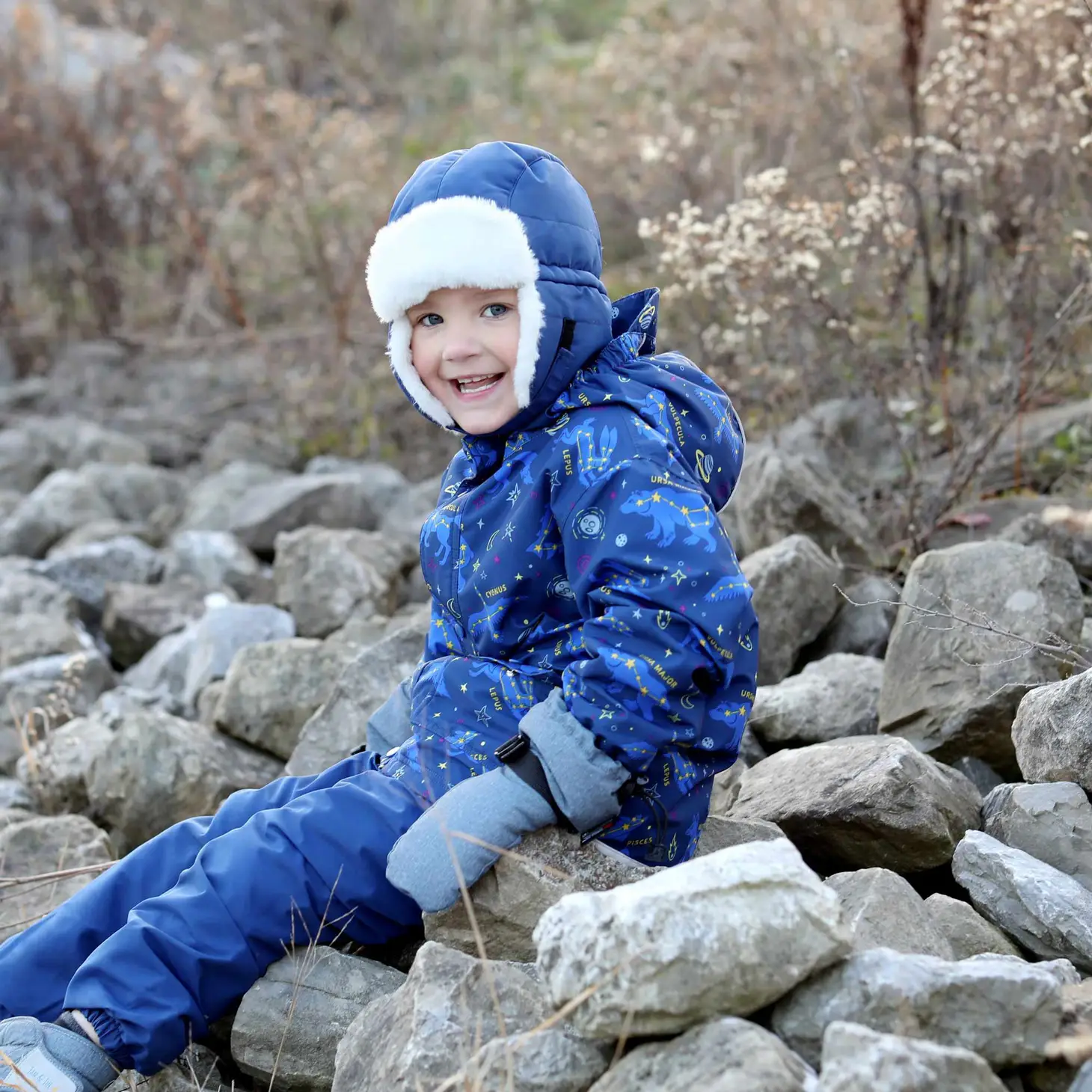 Thumbnail: Jan & Jul Kids Fleece Lined Rain Jacket in Constellations