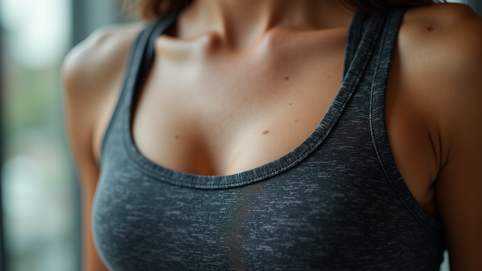 Close-up of a gym stringer tank top fabric texture