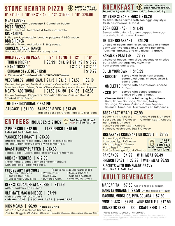 MENU | The Dish Restaurant