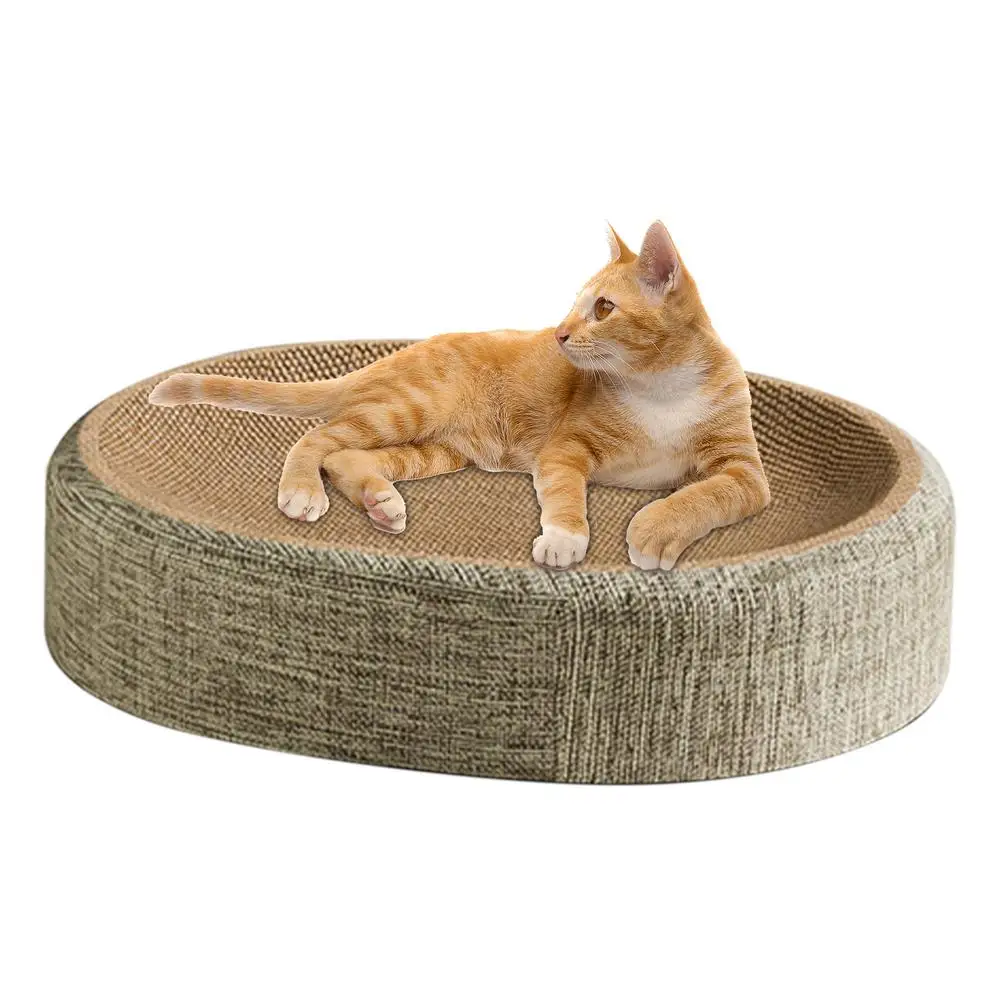 Arranhador 2 em 1 para Gatos – Formato Oval em Sisal | Brinquedo