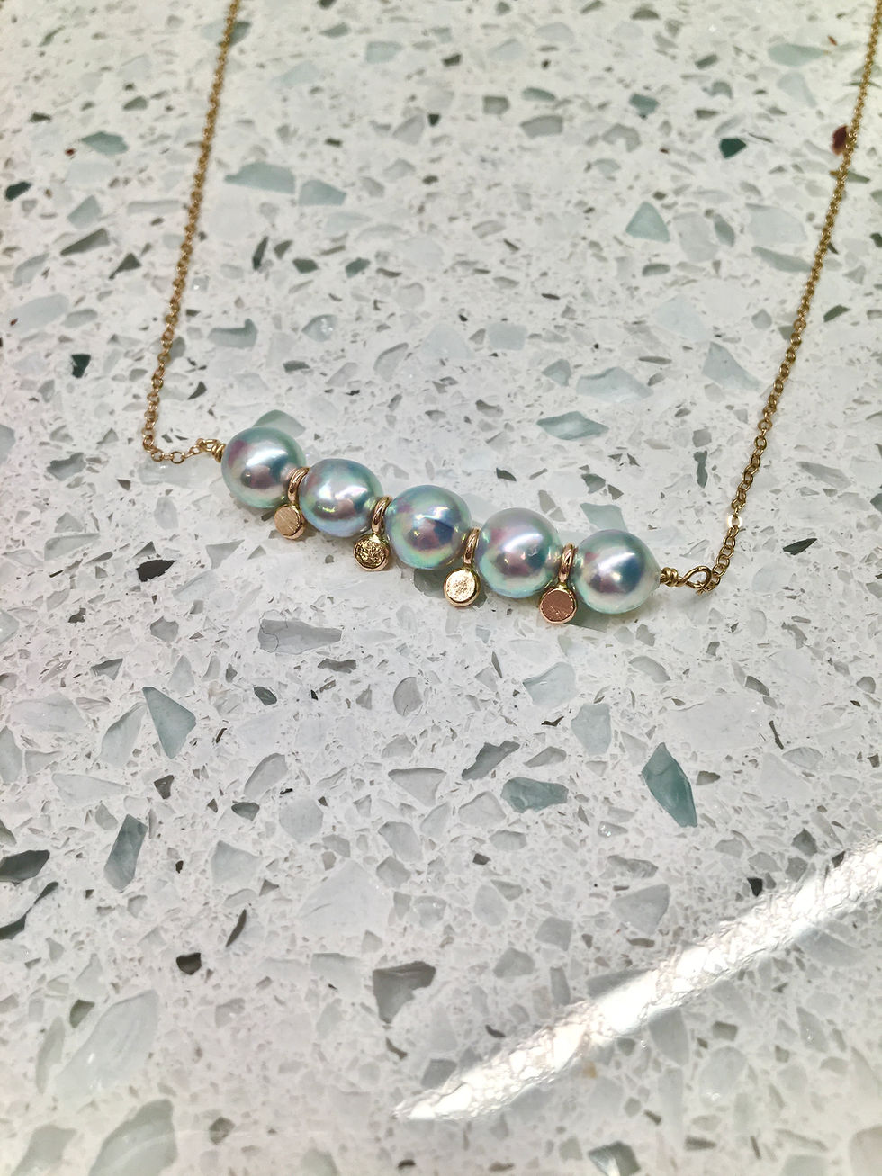 Thumbnail: Blue Akoya and Gold Coin Necklace