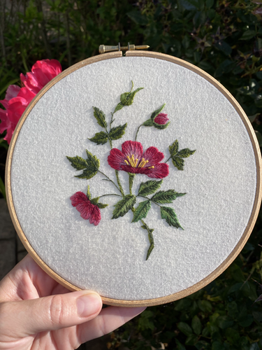 Vintage Wild Rose embroidery pattern | Clara Stitching