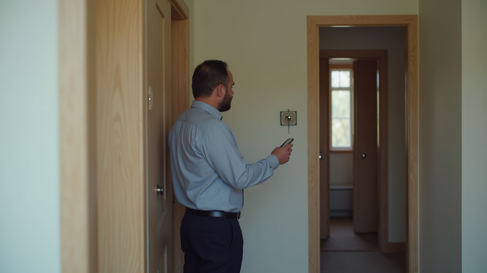 Close-up view of a property manager inspecting a rental unit