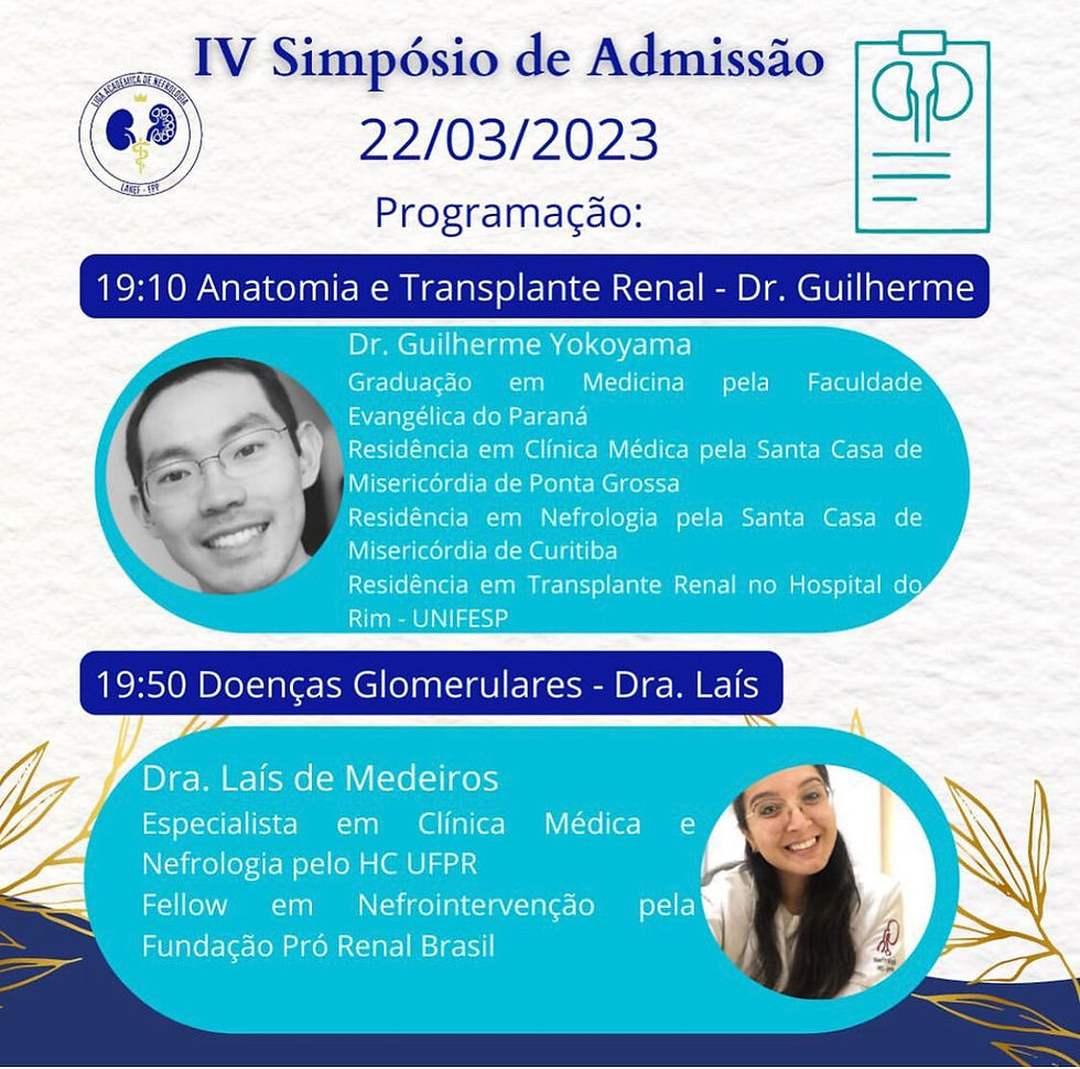 Aula no Simpósio da Liga Acadêmica de Nefrologia da Faculdade Pequeno Príncipe