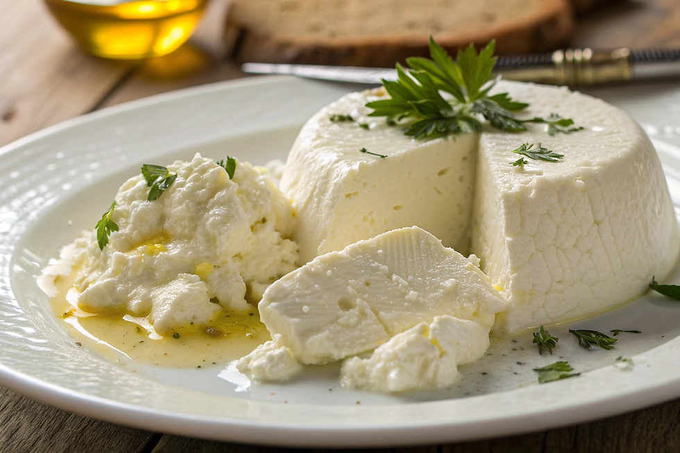 Fresh white cheese served with a dollop of kajmak