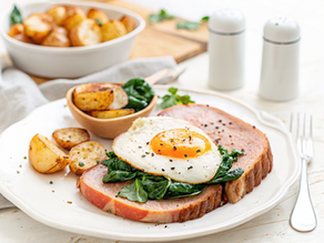 Leberkäse with Egg  (Traditional German Breakfast Dish)