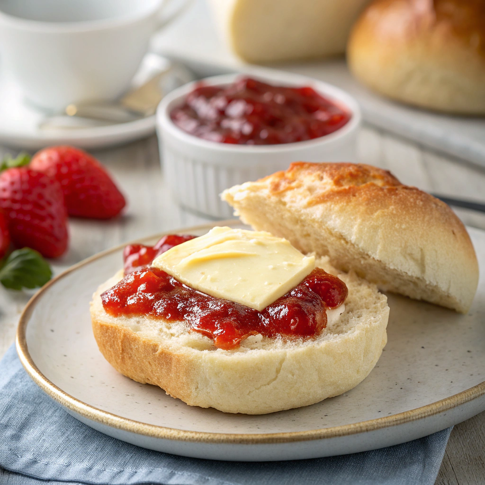 Classic Austrian white bread roll, often served with butter, jam, or honey.