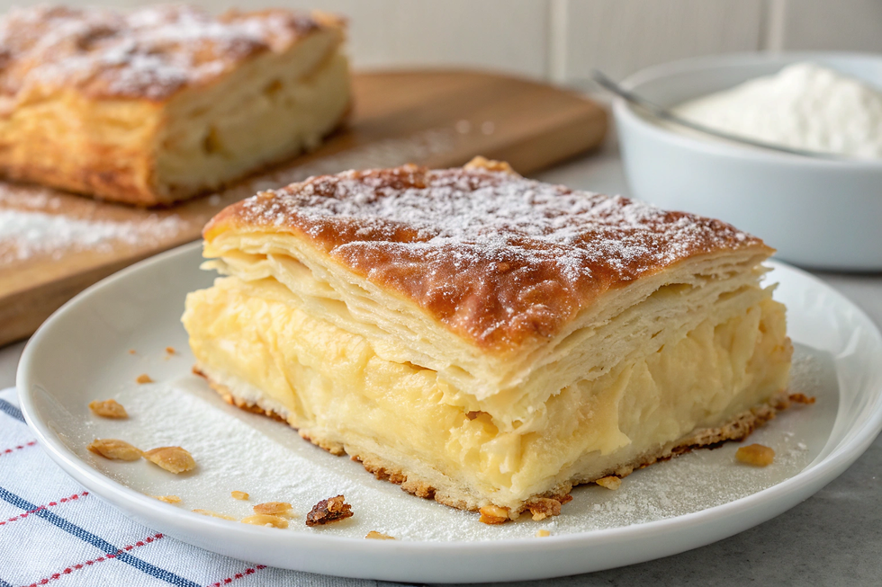 Custard cream cake with a puff pastry base, popular in Croatia and Serbia.