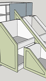 A under stair storage unit designed by Lewis and Leigh Cabinetry.