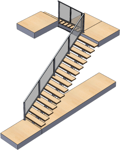Metal staircase designed by M&M Steel Works.