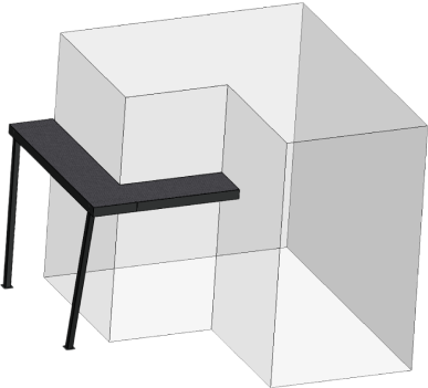 Conceptual 3D model of a modern staircase with a metal railing by M&M Steel Works.