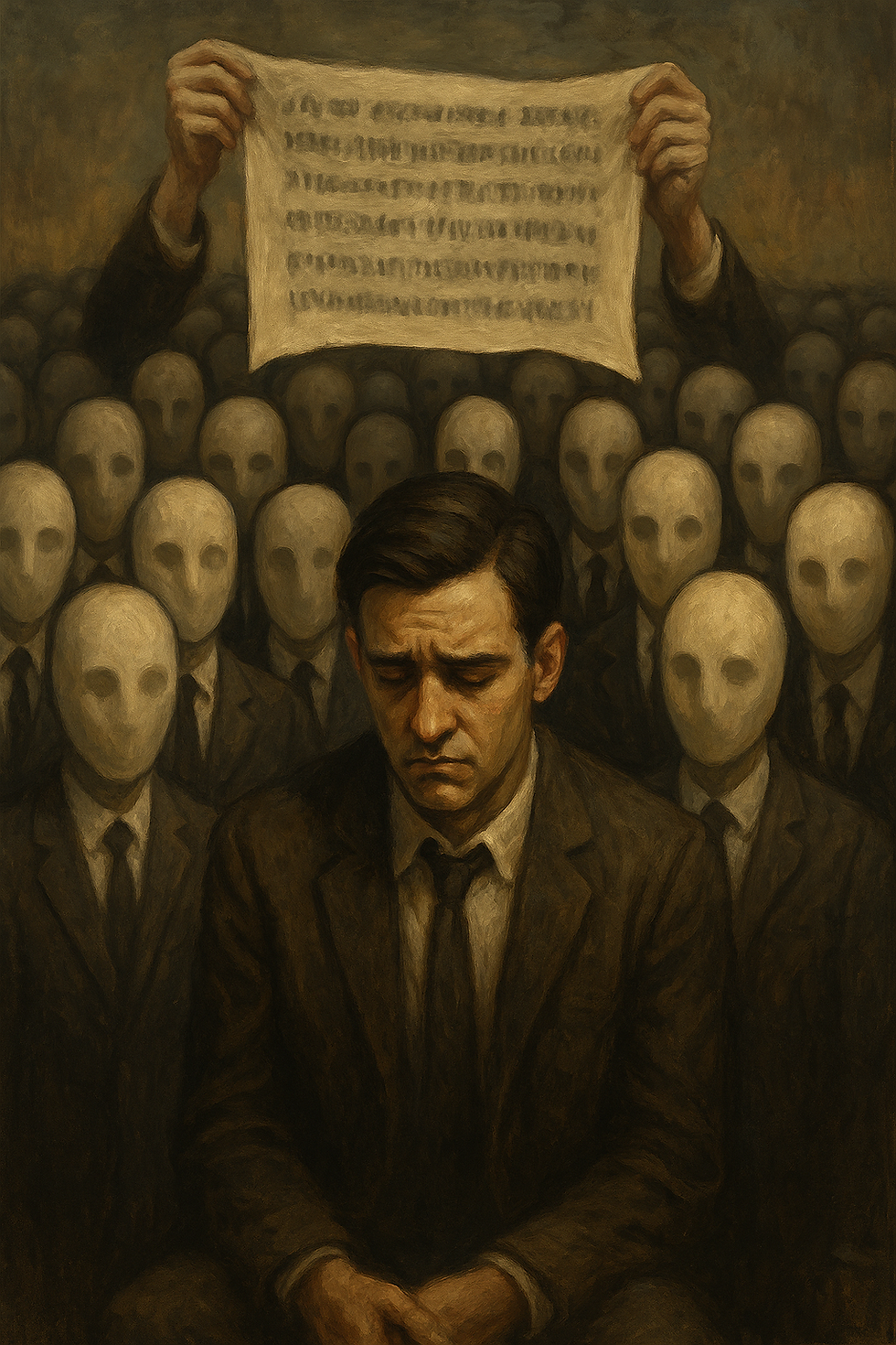 sorrow among the faceless crowd