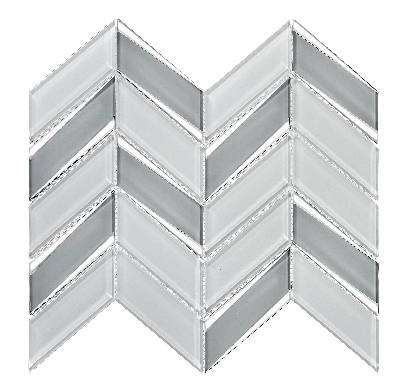 Envision Chevron White Silver Glass Mosaic