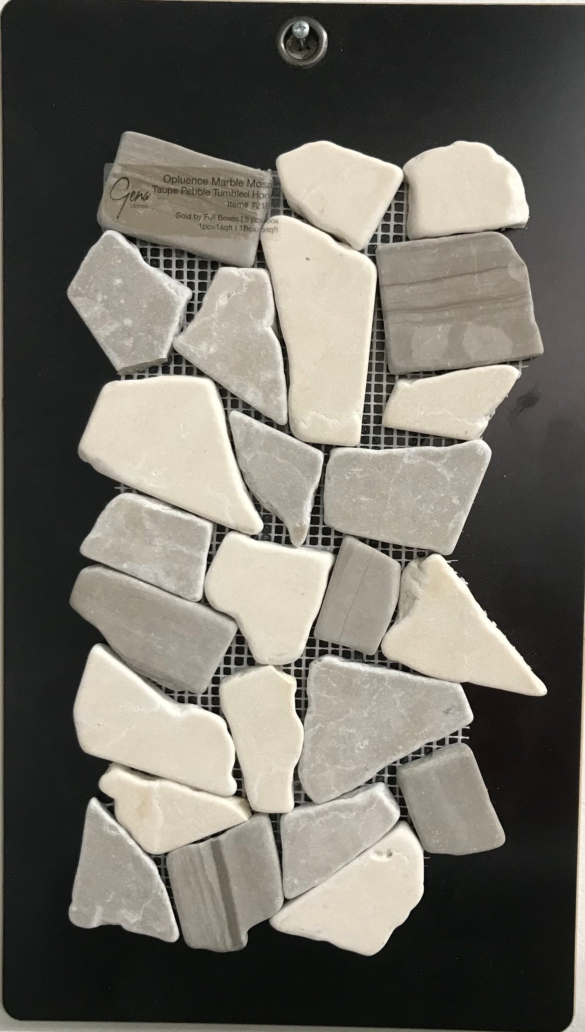 Backsplash/Opluence Marble Mosaic Taupe Pebble Tumbled Honed