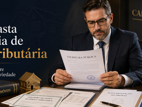 Advogado imobiliário analisando escritura pública, matrícula de imóvel e certidões tributárias em decisão do CNJ sobre exigência de CND em atos notariais.
