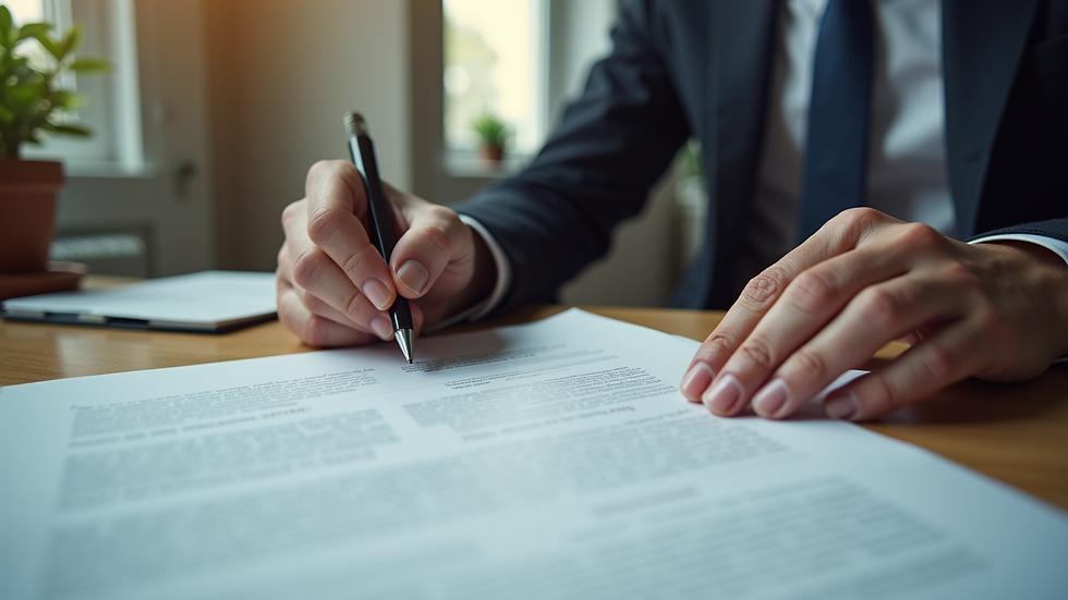 Eye-level view of a lawyer analyzing consumer contracts