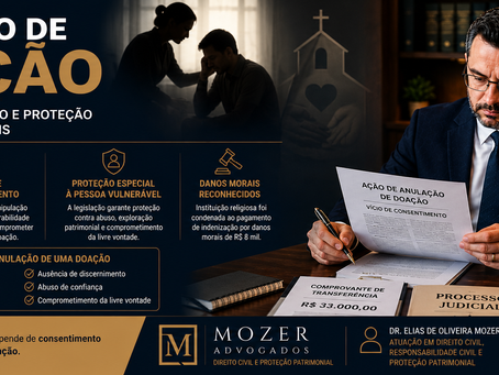Advogado civil analisando documentos sobre anulação de doação, vício de consentimento, coação moral e proteção patrimonial de pessoa vulnerável.