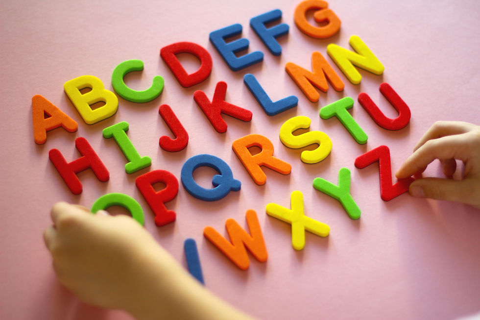 english alphabet. kid playing alphabet letters. Intellectual game, preschool primary educa