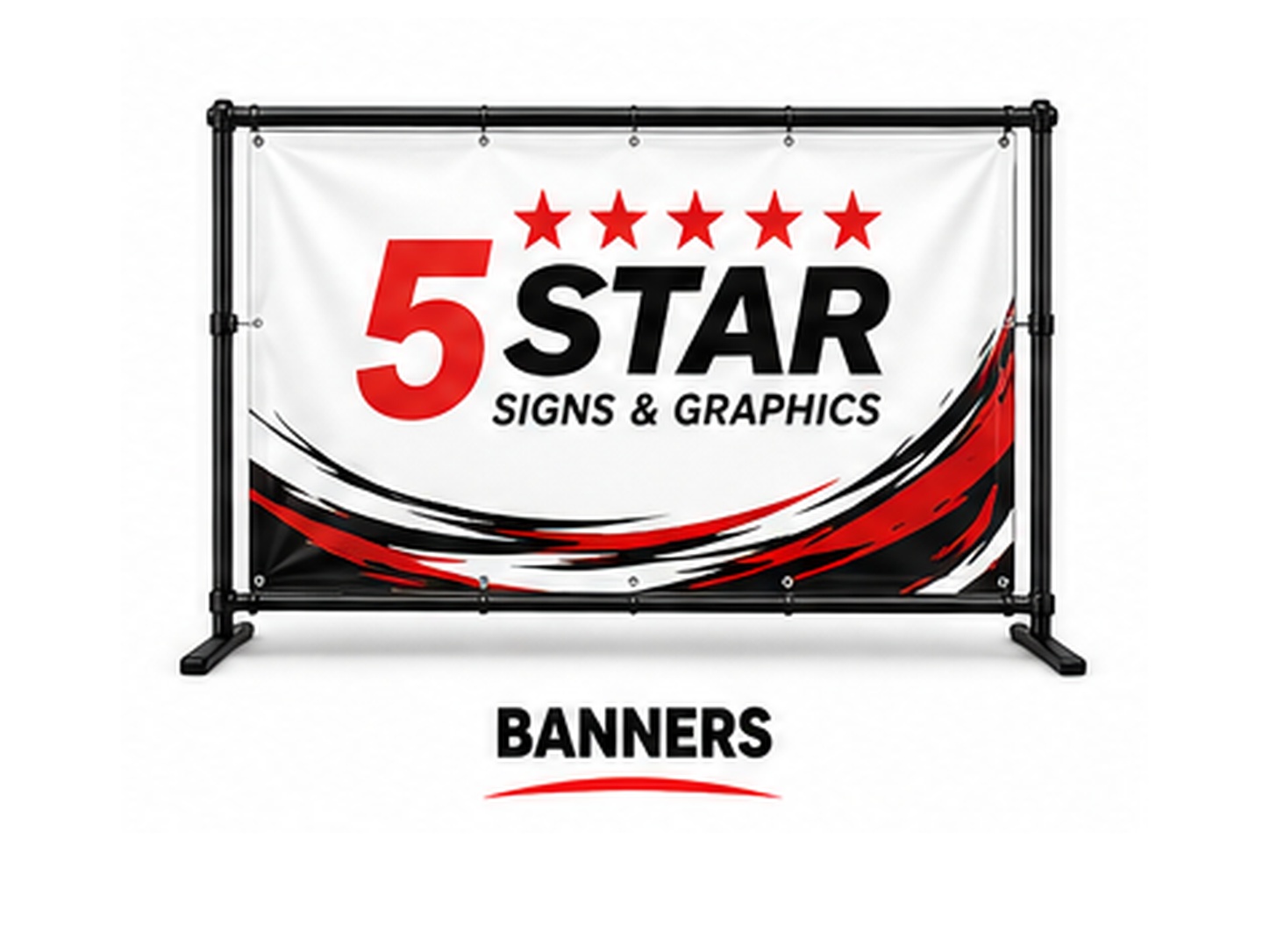 Custom printed business banner with branded graphics