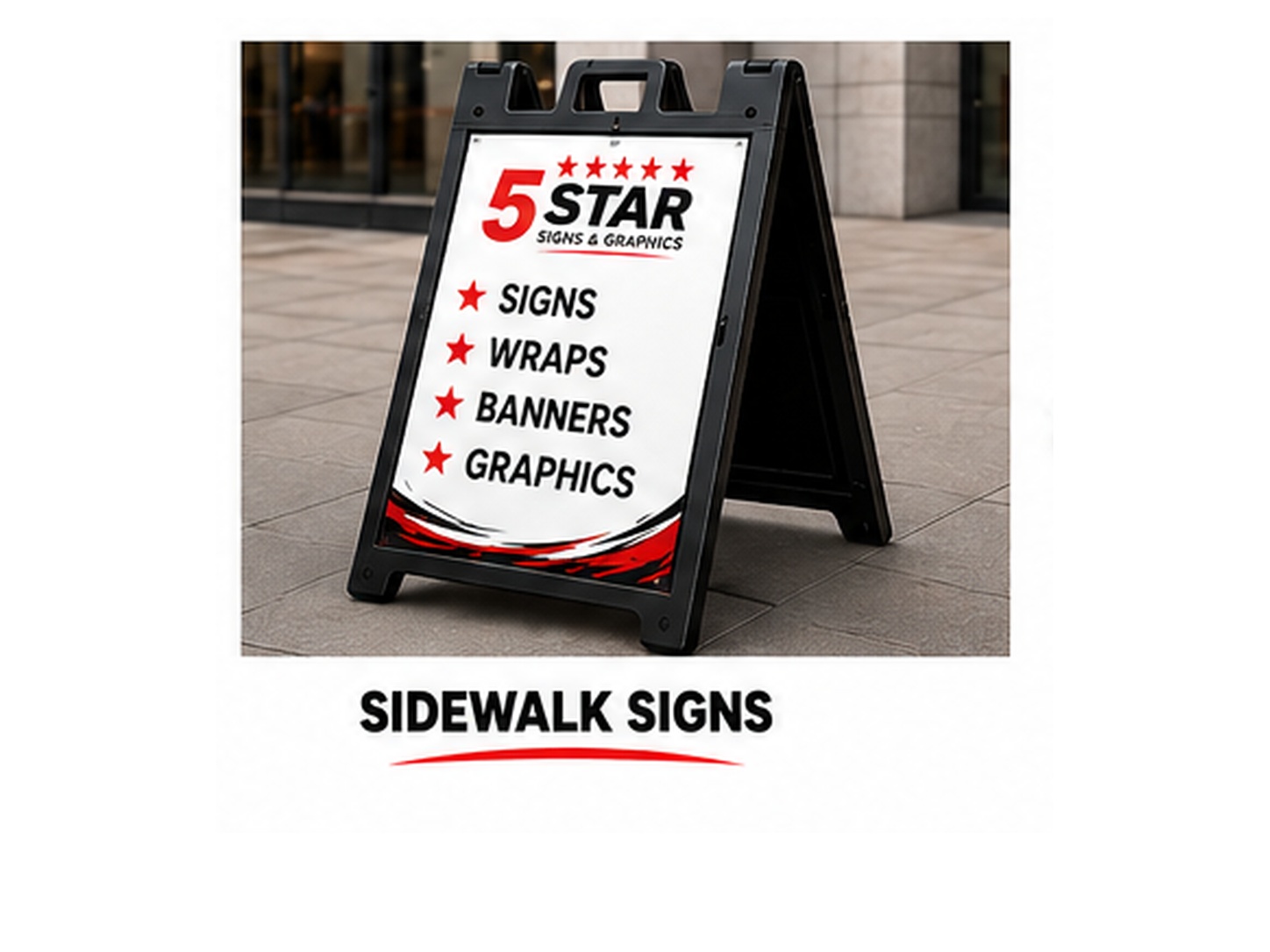 Custom sidewalk A-frame sign for business advertising