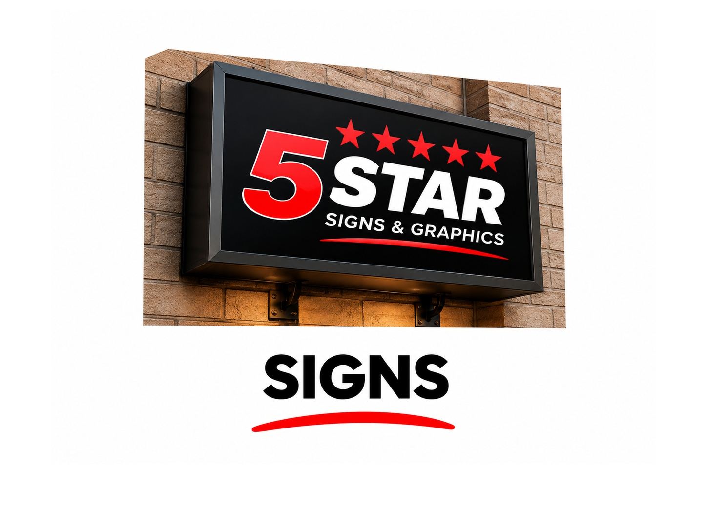 Custom illuminated 5 Star Signs & Graphics business sign
