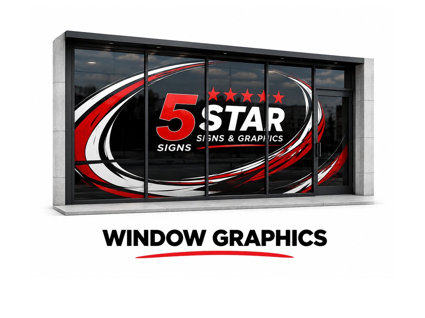 Custom storefront window graphics with branded design