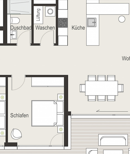 Modern apartment floor plan and interior layout design