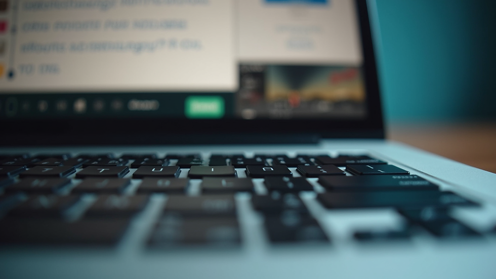 Eye-level view of a laptop keyboard with a forum webpage open