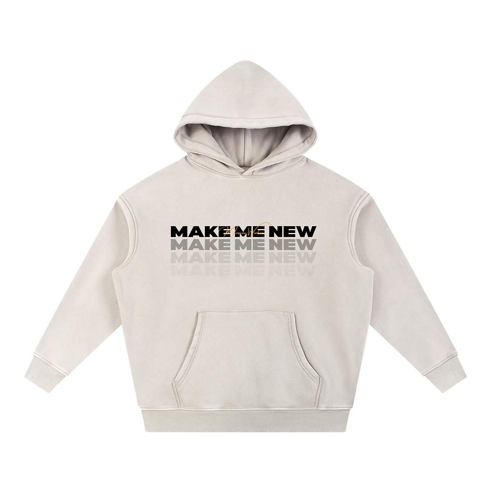 Thumbnail: Snow Wash Fleece Oversize "MAKE ME NEW" Hoodie