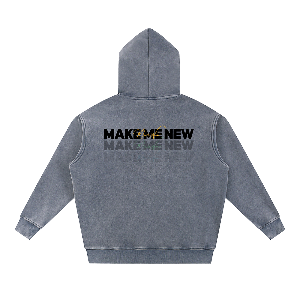 Thumbnail: Snow Wash Fleece Oversize "MAKE ME NEW" Hoodie