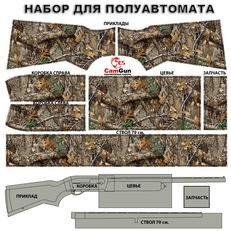 Indexkép: Камуфляжная пленка для оружия на полуавтомат Текстура R3