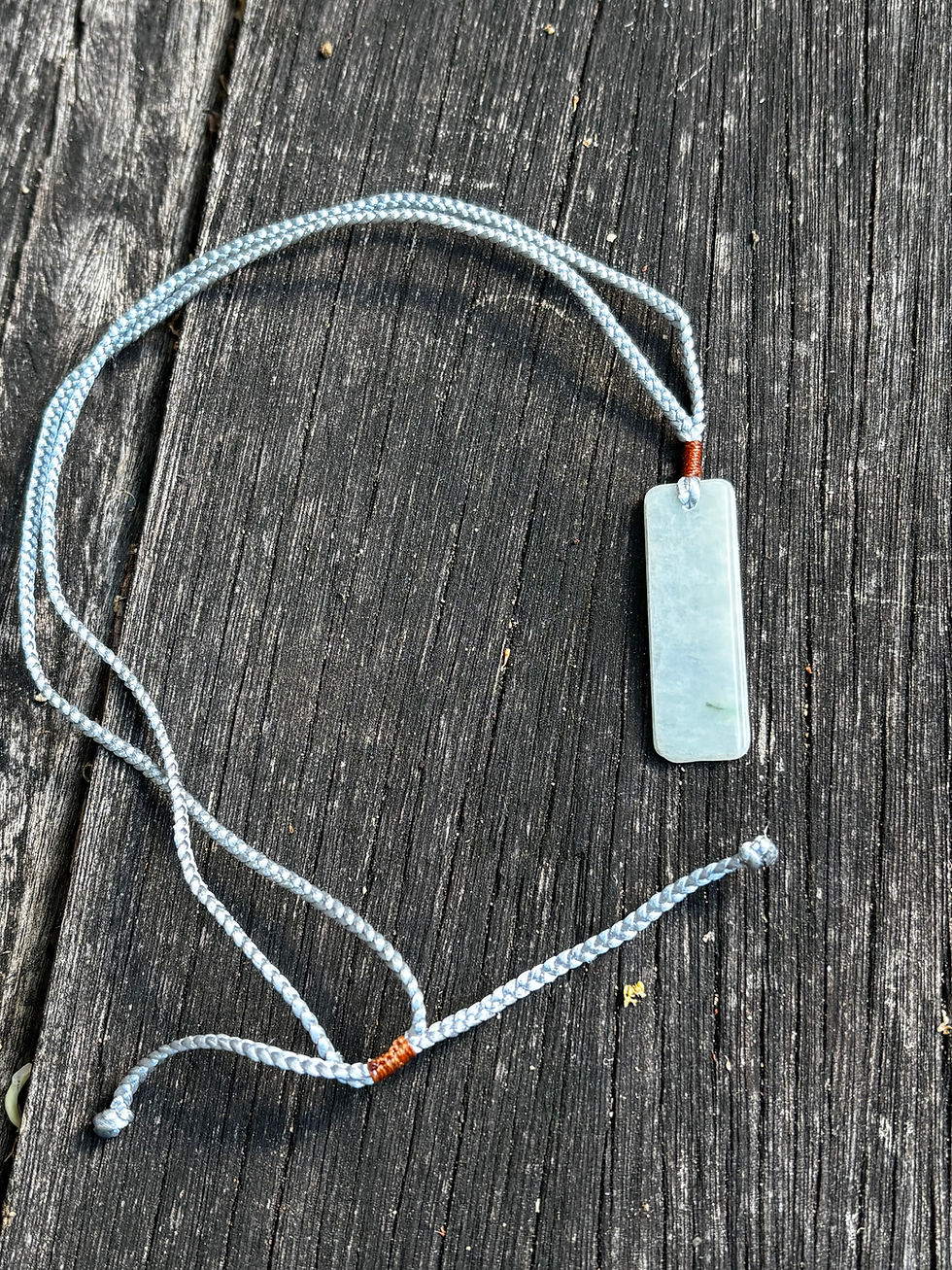 Thumbnail: "Icy Mist" Hand-Polished Burmese Jade Slice Pendant