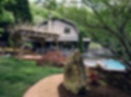Beautiful Poolside Garden at the stunning Delaney ridge. An afforadable mountain wedding venue nestled in Western North Carolina
