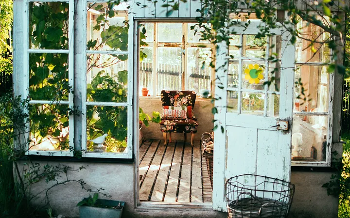 Outdoor greenhouse converted sacred space