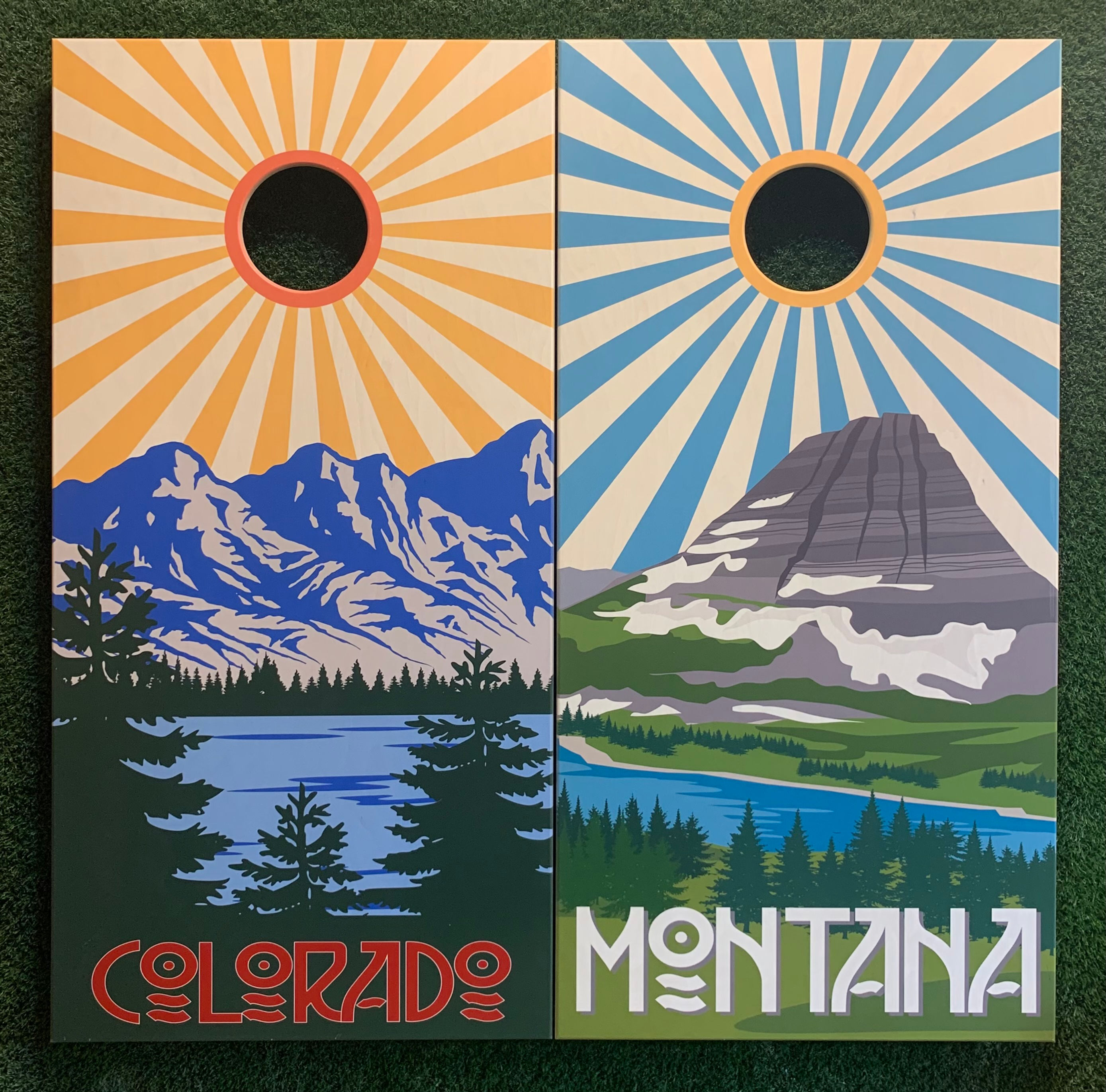 Cornhole Game-Colorado and Montana Sunburst