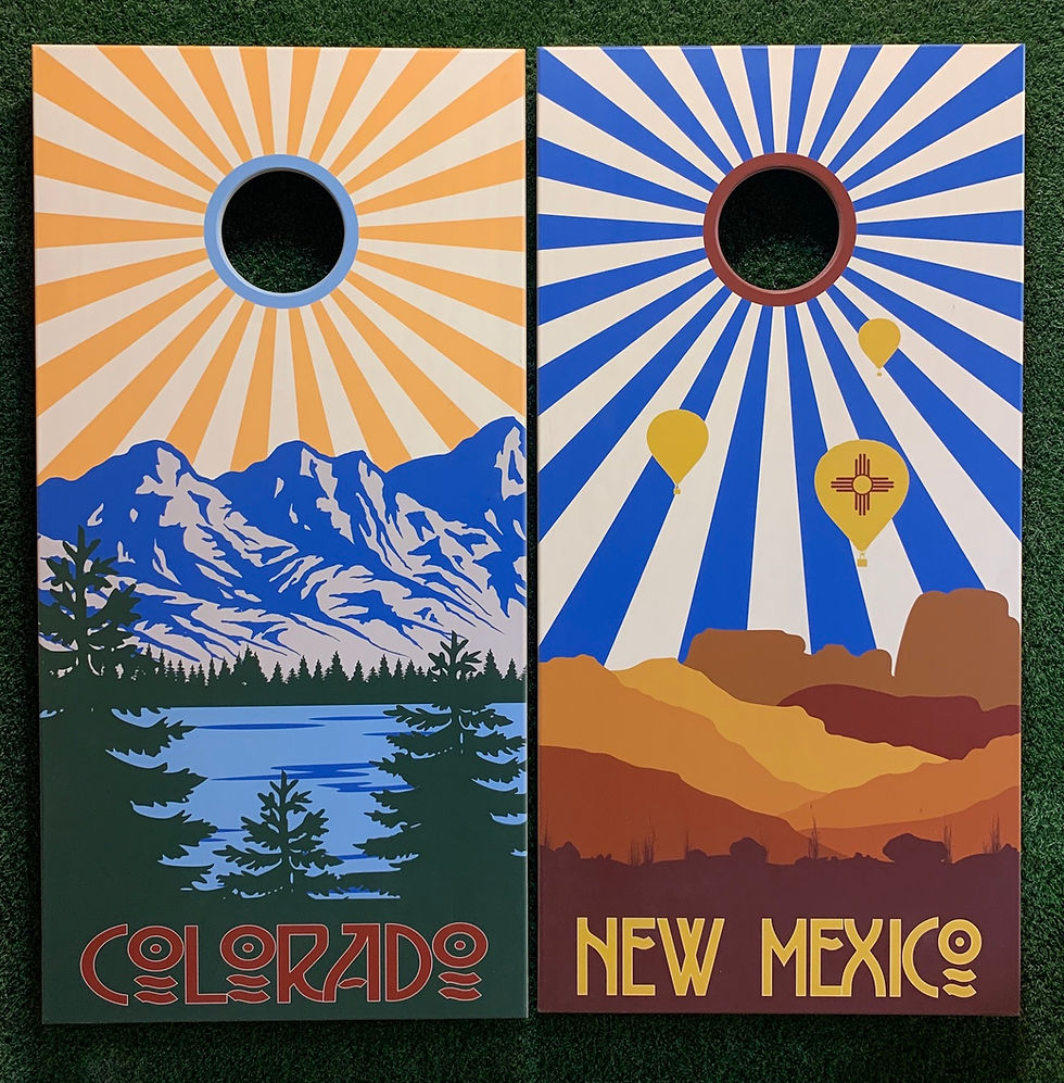 Cornhole Game-New Mexico and Colorado Sunburst