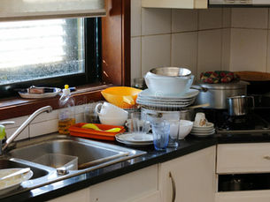 Dirty kitchen windows.