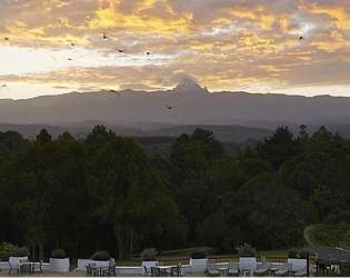 Ngorongoro Highlands sunset view from a patio