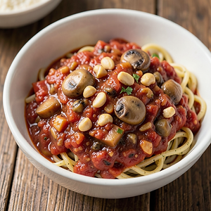 Faux? Sho'no meat Nut-Mushroom Bolognese
