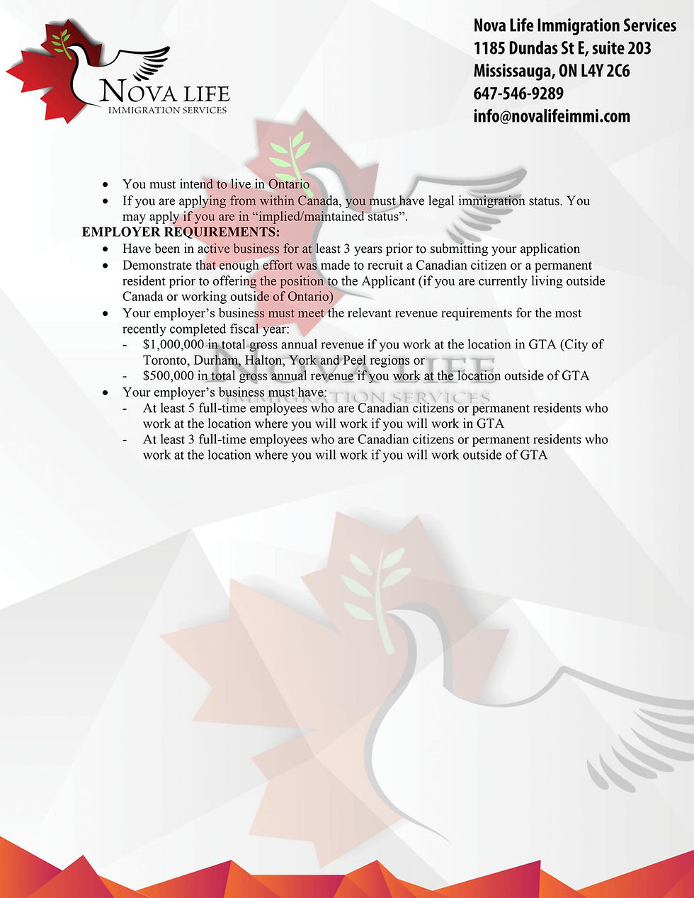 OINP EMPLOYER JOB OFFER