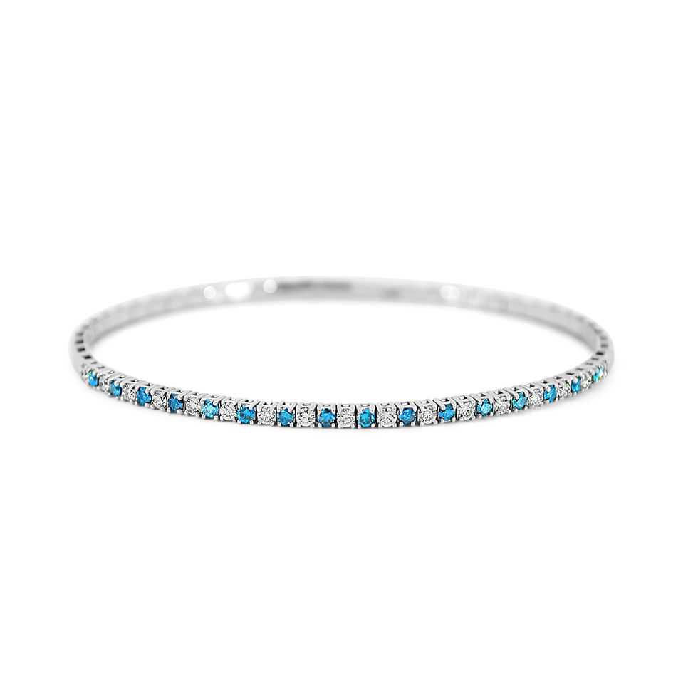 Flexible Blue and Colorless Diamond Bracelet